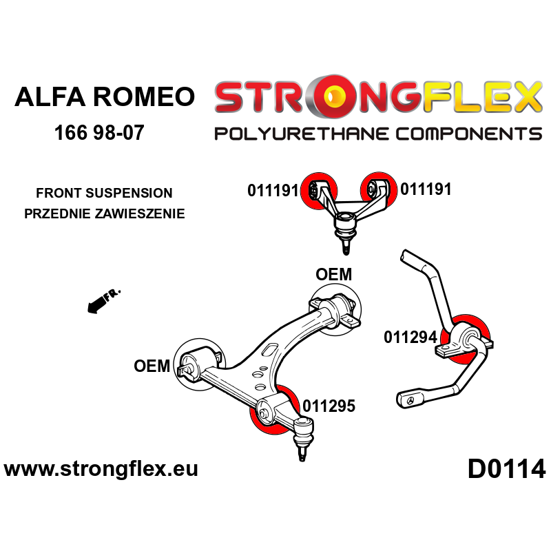 STRONGFLEX|016261B: Front suspension bush kit Alfa Romeo 166 99-07 type 936