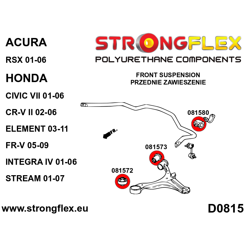 STRONGFLEX|086195A: Full suspension bush kit SPORT Acura RSX 01-06 DC5 Honda Civic VII EP3 Type R EP/EU EV EM ES Integra IV