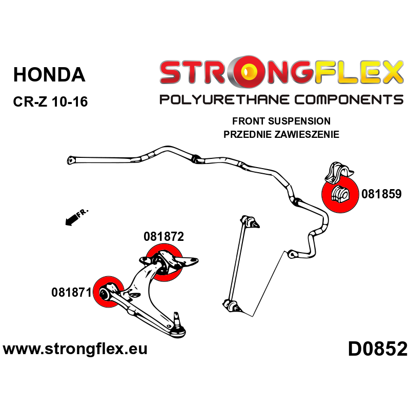 STRONGFLEX|086248A: Front suspension bush kit SPORT Honda CR-Z 10-16