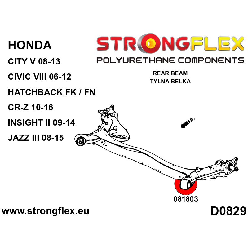 STRONGFLEX|086249B: Front suspension and ream beam bush kit Honda CR-Z 10-16