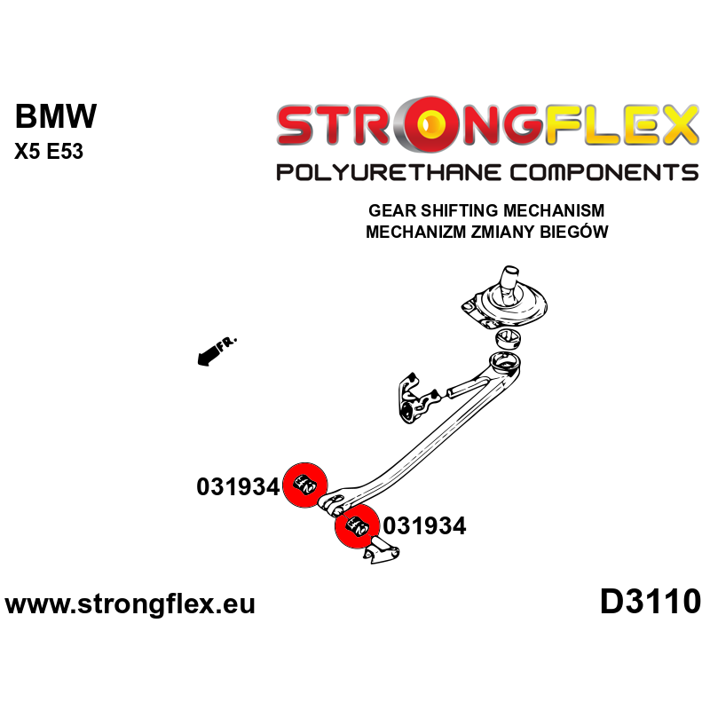 STRONGFLEX|031934A: Shift arm - front bush (oval) 14mm SPORT BMW Series 1 I 04-13 E81/E82 E87 E88 3 IV 98-07 E46 97-06 rwd xi