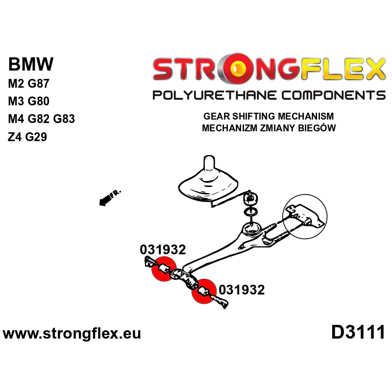 STRONGFLEX|031932A: Shift arm - front bush (oval) 19mm SPORT BMW Series 1 I 04-13 E81/E82 E87 E88 11-12 M1 Coupe II 11-19 F20
