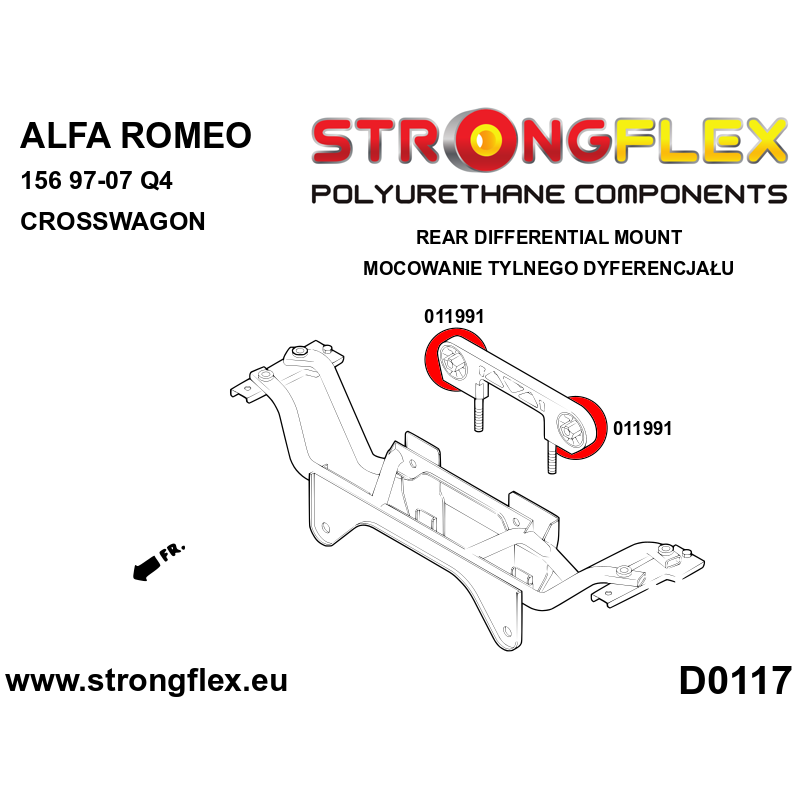 STRONGFLEX|011991A: Hinteres Differential - vordere Buchse SPORT Alfa Romeo 156 97-07 type 932 Q4 Crosswagon
