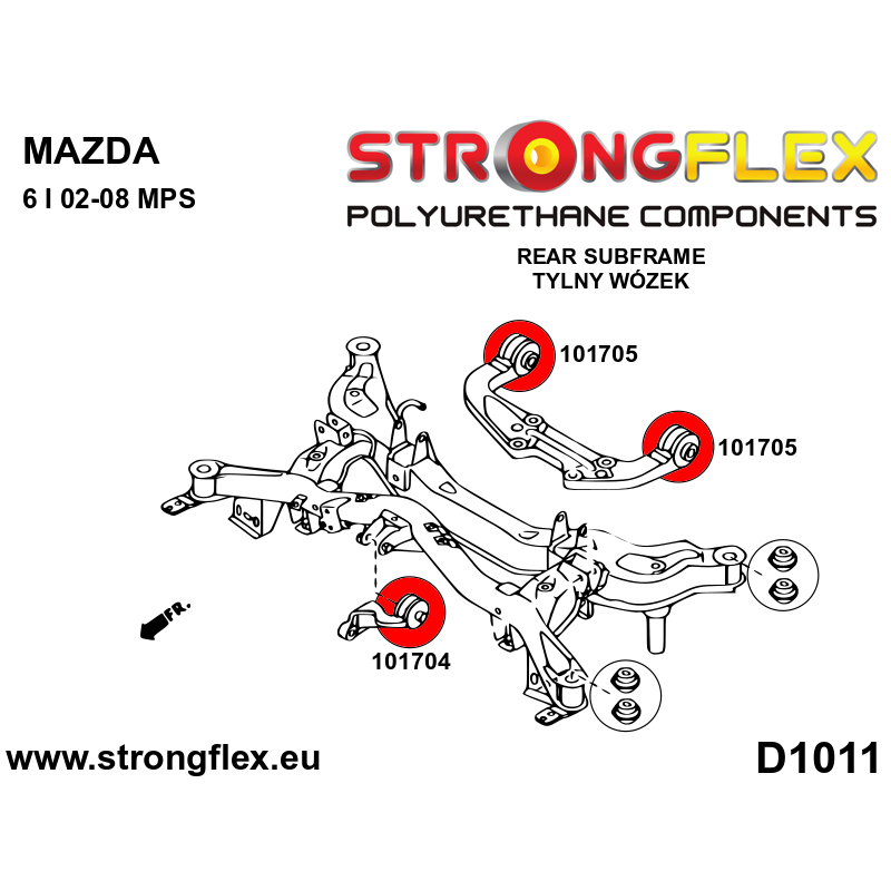 STRONGFLEX|101704B: Rear differential - front bush Mazda 6/Atenza I 02-08 GG1 05-08 MPS Mazdaspeed