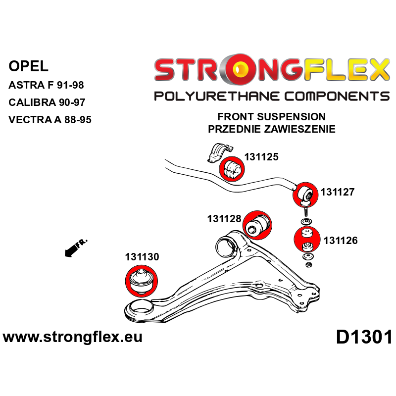 STRONGFLEX|136238B: Front suspension bush kit Opel/Vauxhall Astra F 91-98 Calibra 89-97 FWD 4x4 Vectra Cavalier A mk3 88-95