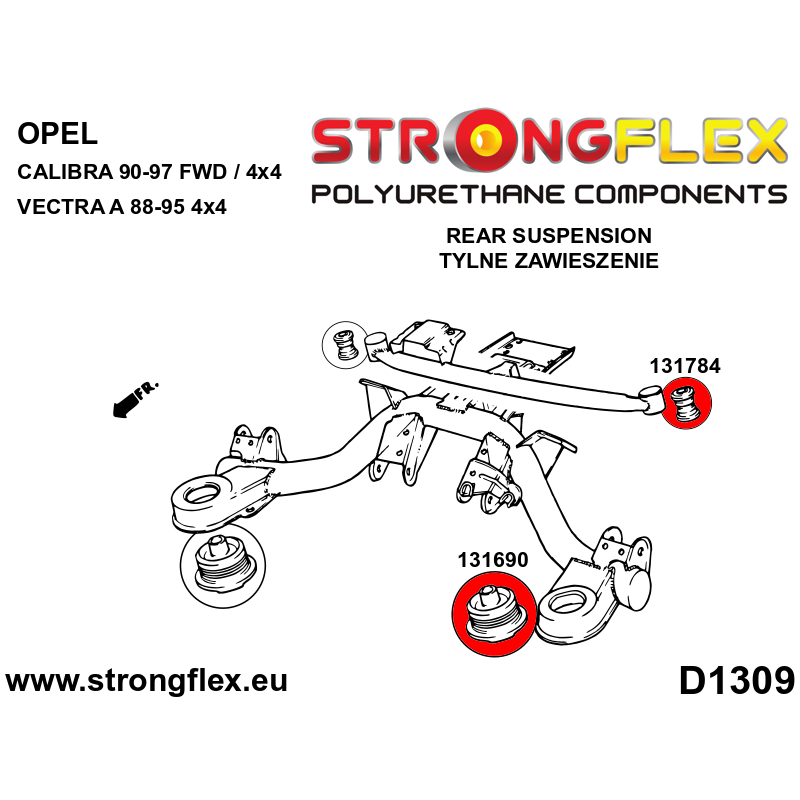 STRONGFLEX|131784B: Rear carrier diff mount bush Opel/Vauxhall Calibra 89-97 FWD 4x4 Vectra Cavalier A mk3 88-95 88-93