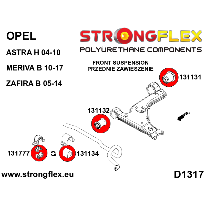 STRONGFLEX|136239B: Full suspension polyurethane bush kit Opel/Vauxhall Astra H 04-10 Zafira B 05-14 A05 Meriva 10-17