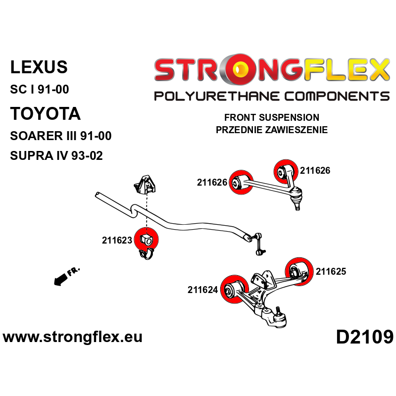 STRONGFLEX|211626B: Front upper wishbone bush Toyota Soarer III 91-00 Z30 Supra IV 93-02 A80 Lexus SC I