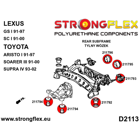 211793B: Rear subframe - rear bush polyurethane Toyota STRONGFLEX