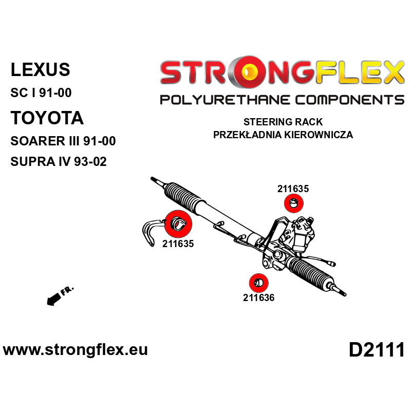 STRONGFLEX|211636A: Tuleja przekładni kierowniczej SPORT Toyota Soarer III 91-00 Z30 Supra IV 93-02 A80 Lexus SC I
