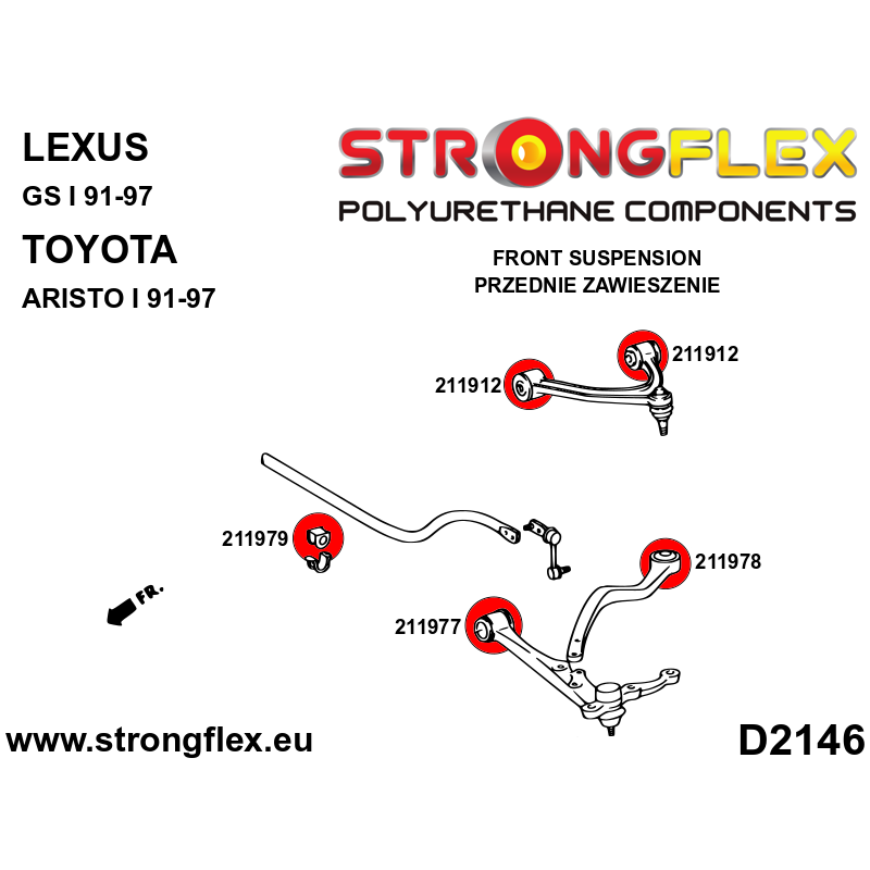 STRONGFLEX|211979B: Front anti roll bar bush Toyota Aristo I 91-97 S140 Lexus GS/F