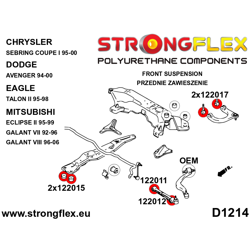 STRONGFLEX|122015B: Front beam bushing Mitsubishi Eclipse II 95-99 Galant VIII 96-06 VII 92-96