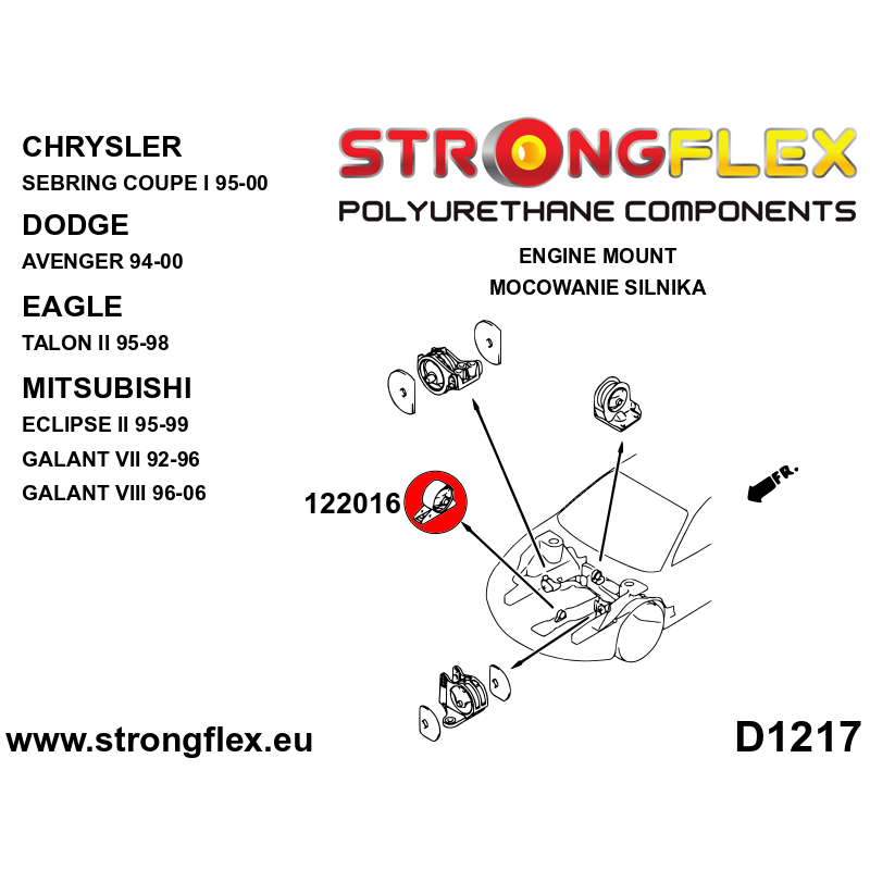 STRONGFLEX|122016B: Front engine mount – lower Mitsubishi Eclipse II 95-99 Galant VIII 96-06 VII 92-96 Eagle Talon 95-98