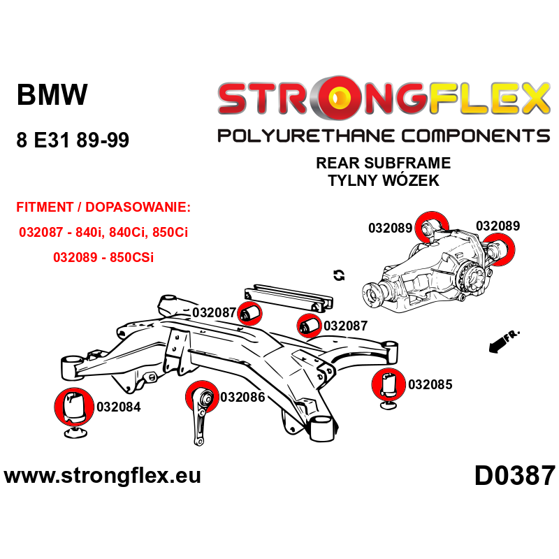 STRONGFLEX|032087A: Hinteres Differential - hintere Buchse SPORT BMW Serie 8 I 90-99 E31