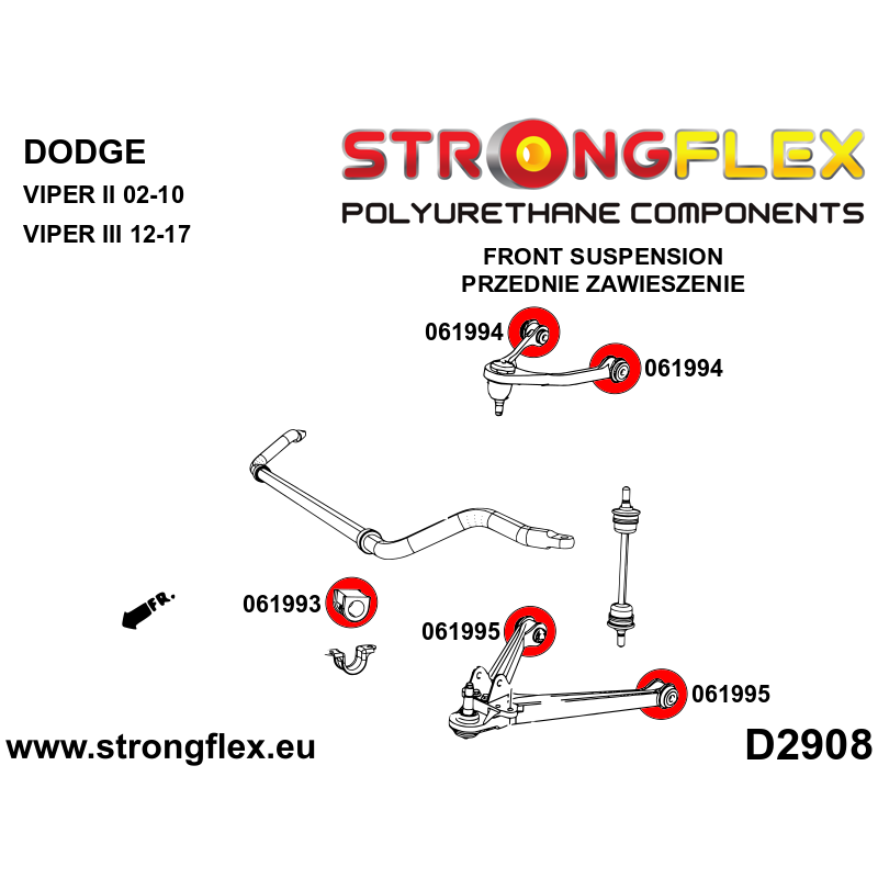 STRONGFLEX|061993B: Vordere / hintere stabilisatorbuchse Dodge Viper I 92-02 II 02-10 III 12-17