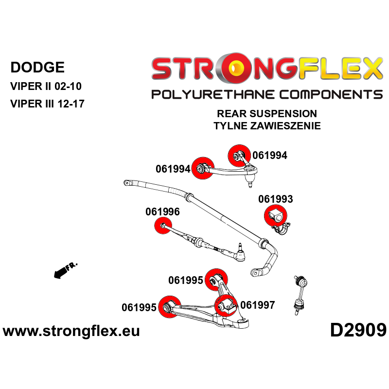 STRONGFLEX|061993B: Vordere / hintere stabilisatorbuchse Dodge Viper I 92-02 II 02-10 III 12-17