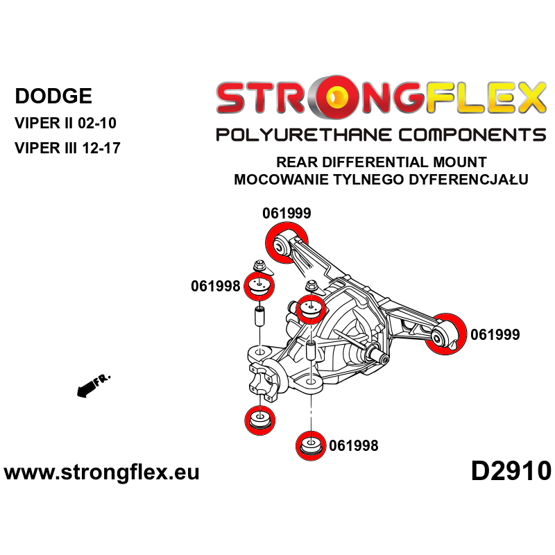 STRONGFLEX|061998B: Rear diff mount - front bush Dodge Viper II 02-10 III 12-17