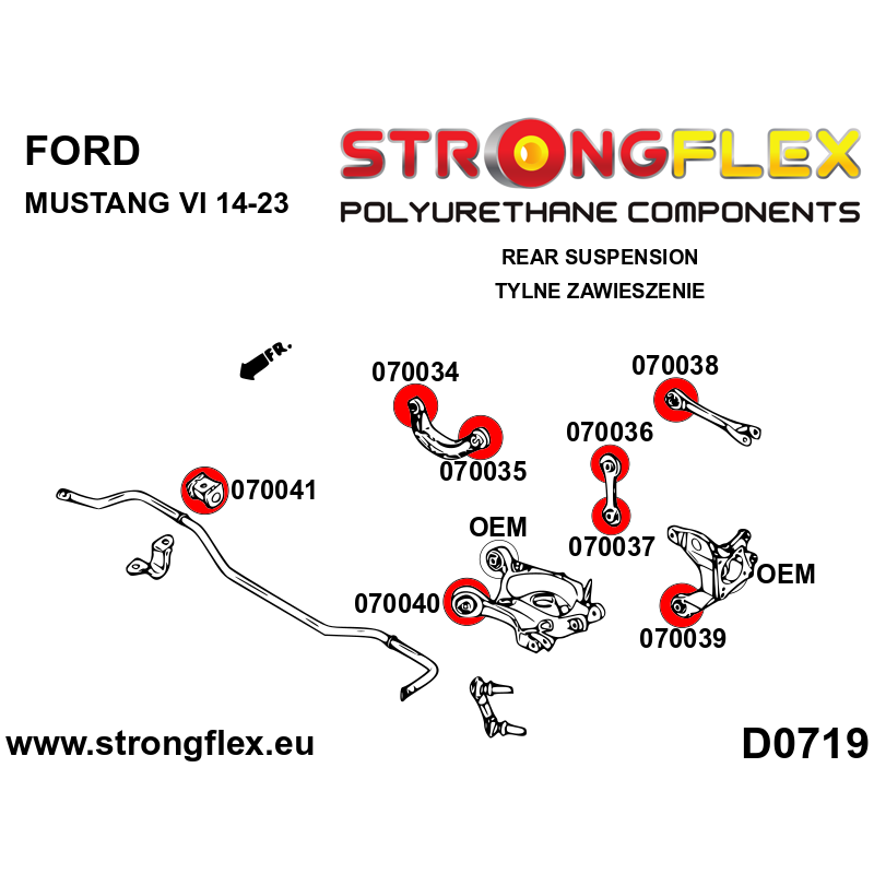 STRONGFLEX|076172A: Rear suspension bush kit SPORT Ford Mustang VI 14-23