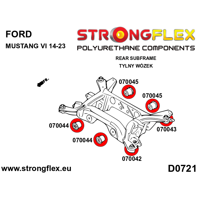 STRONGFLEX|076173B: Rear subframe bush kit Ford Mustang VI 14-23