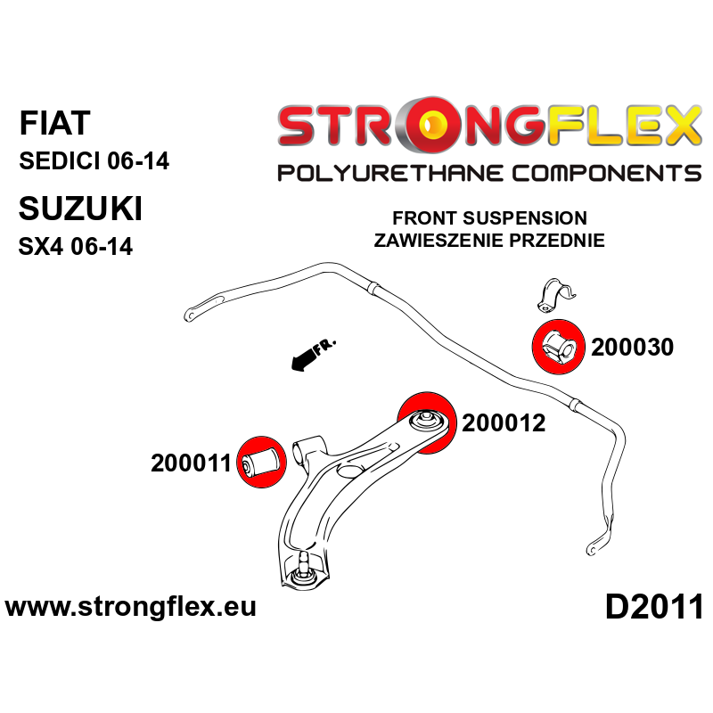 STRONGFLEX|206170A: Front suspension bush kit SPORT Fiat Sedici 06-14 Suzuki SX4