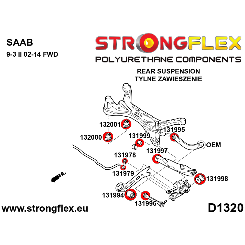 STRONGFLEX|131999A: Tuleja stabilizatora tylnego SPORT Fiat Croma II 05-10 Opel/Vauxhall Vectra Cavalier C 02-08 Signum 03-08