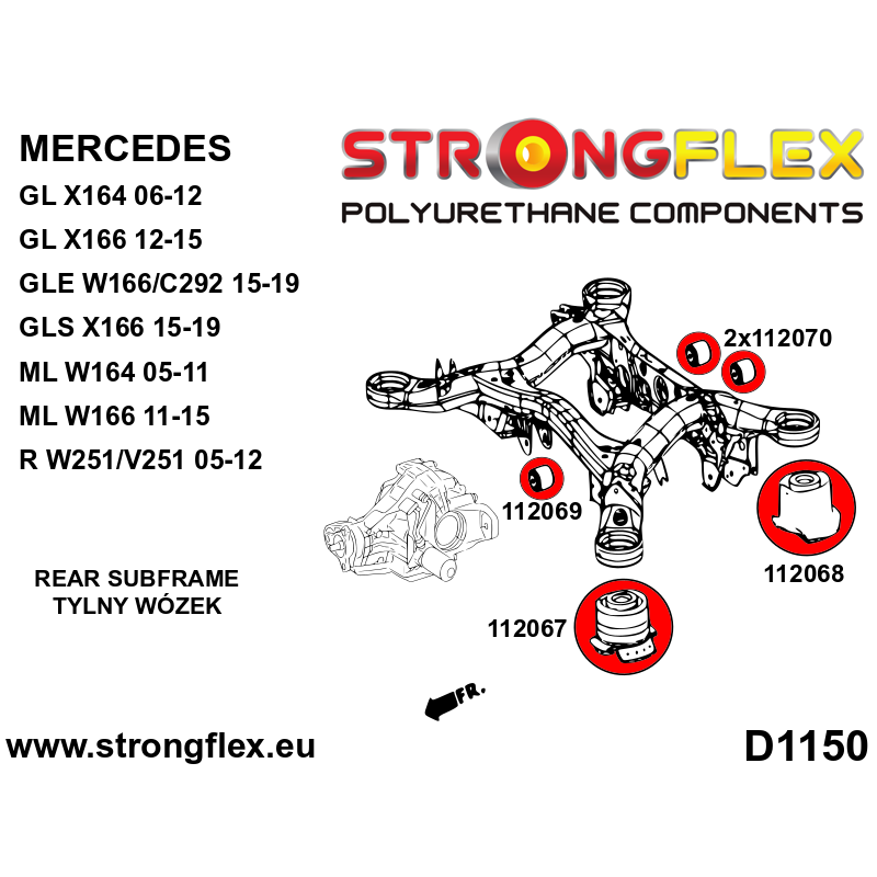 STRONGFLEX|112067A: Rear crossmember – front bush SPORT Mercedes Class R 05-12 W251/V251 GL X166 12-15 X164 06-12 GLE