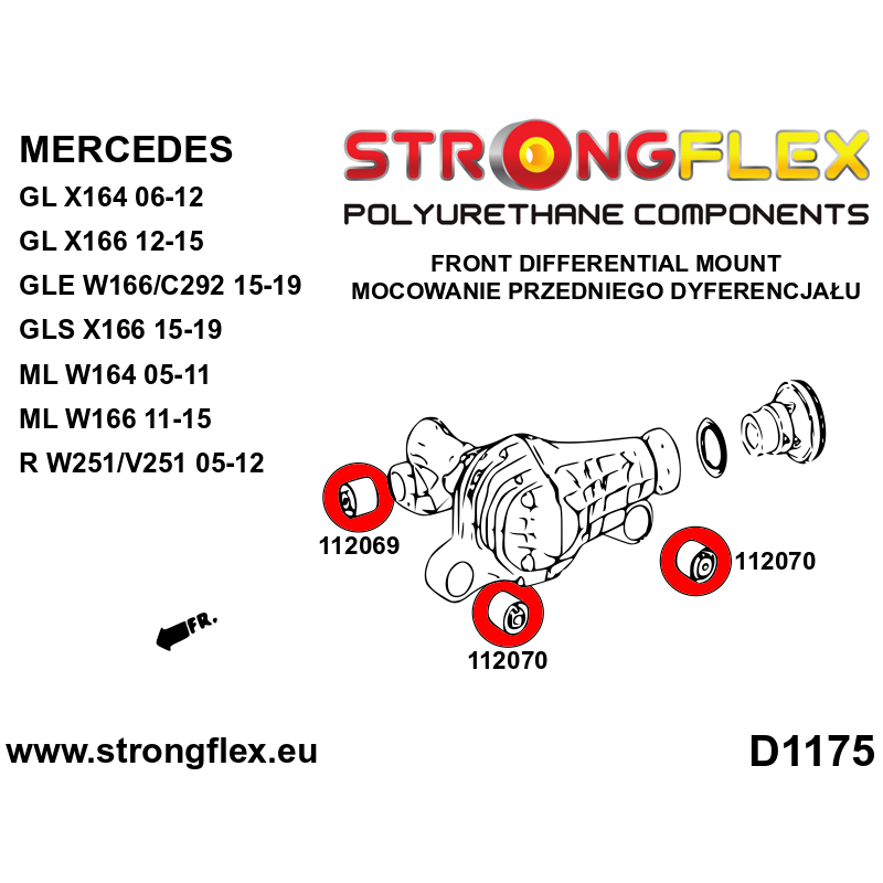 STRONGFLEX|112069A: Rear differential – front bush SPORT Mercedes Class R 05-12 W251/V251 GL X166 12-15 X164 06-12 GLE