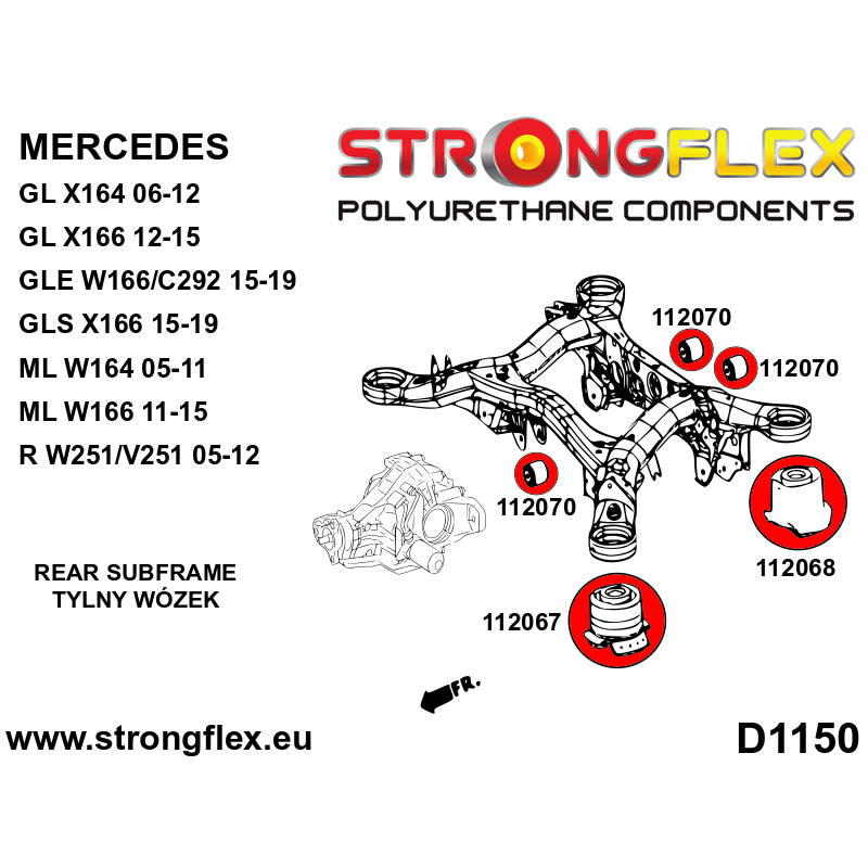 STRONGFLEX|112070B: Rear differential – rear bush Mercedes Class R 05-12 W251/V251 GL X166 12-15 X164 06-12 GLE W166/C292