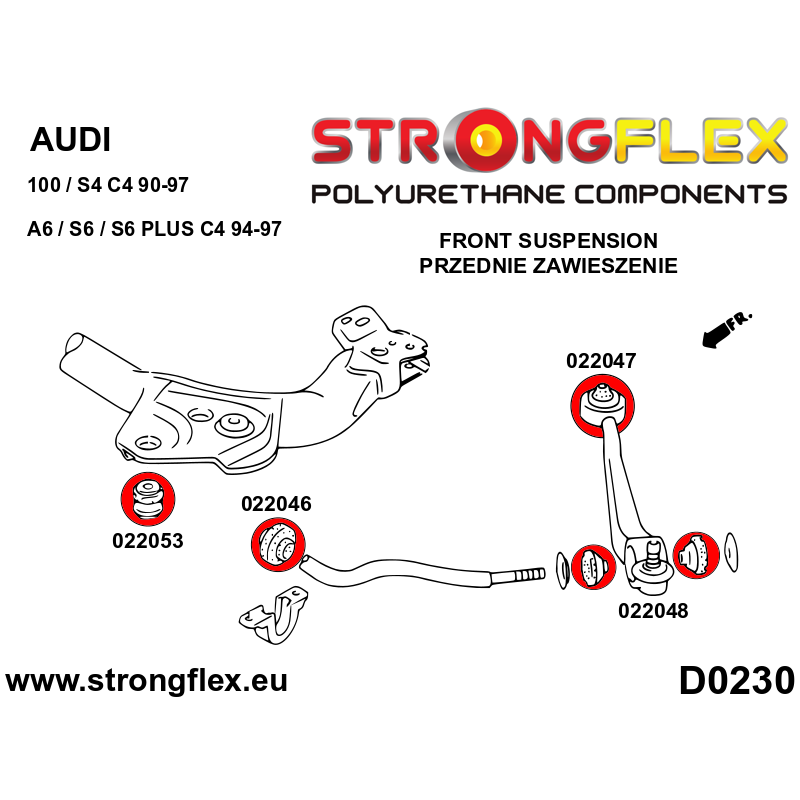 STRONGFLEX|026276A: Suspension bush kit SPORT Audi A6/S6 RS6 C4 94-97 Quattro 100 S4 90-94 Plus
