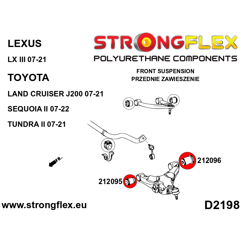 STRONGFLEX|212095A: Front lower arm - front bush SPORT Toyota Sequoia II 07-22 Tundra 07-21 Land Cruiser J200 Lexus LX III
