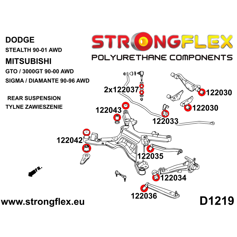 STRONGFLEX|122033A: Tuleja stabilizatora przedniego / tylnego SPORT Dodge Stealth 90-01 Mitsubishi GTO/3000GT 90-00 Sigma