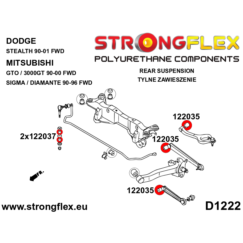 STRONGFLEX|122037A: Rear stabilizer link bushing SPORT Dodge Stealth 90-01 FWD AWD Mitsubishi GTO/3000GT 90-00 Sigma Diamante