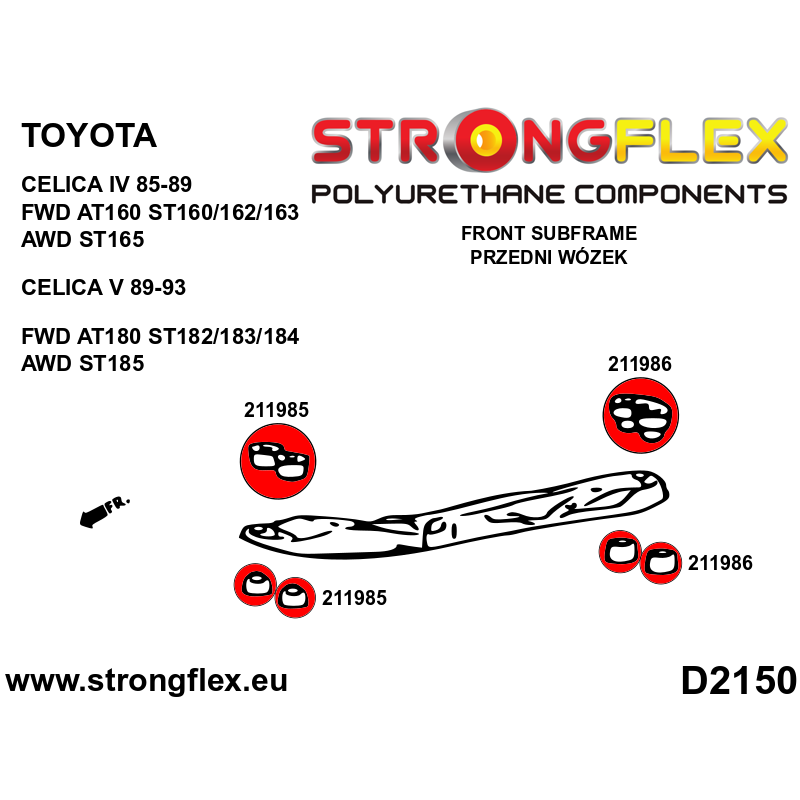 STRONGFLEX|216263A: Full suspension bush kit SPORT Toyota Celica V 89-93 T180 FWD AT180 ST182 ST183 ST184