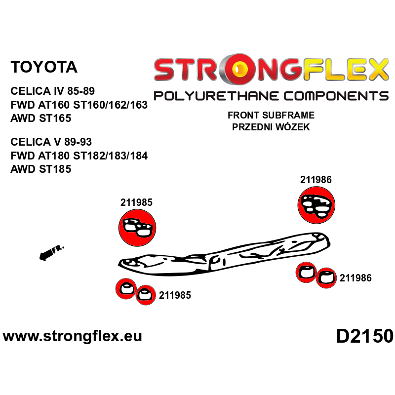 STRONGFLEX|216302A: Full suspension bush kit SPORT Toyota Celica IV 85-89 T160 FWD AT160 ST160 ST162 ST163