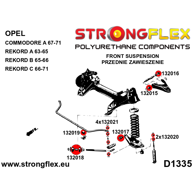 STRONGFLEX|132015B: Front upper control arm bush - front Opel/Vauxhall Commodore A 67-71 Rekord 63-65 C 66-71 B 65-66