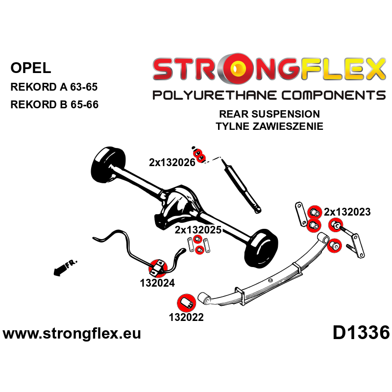 STRONGFLEX|132022A: Rear spring bushing – front SPORT Opel/Vauxhall Commodore A 67-71 Rekord 63-65 C 66-71 B 65-66