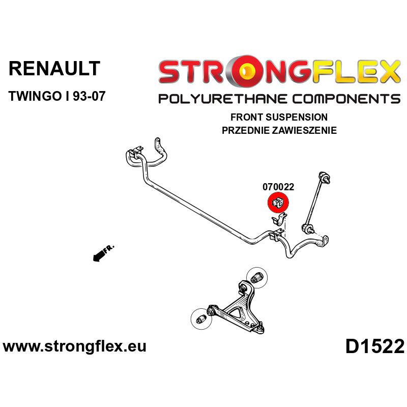 STRONGFLEX|070022A: Front anti roll bar bush SPORT Ford KA 96-08 I Fiesta MK4/MK5 95-02 Escort MK6 MK7 90-01 Puma MK1 97-02 MK3