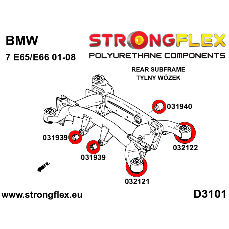 STRONGFLEX|032121B: Rear subframe – front bush BMW Series 7 IV 01-08 E65/E66