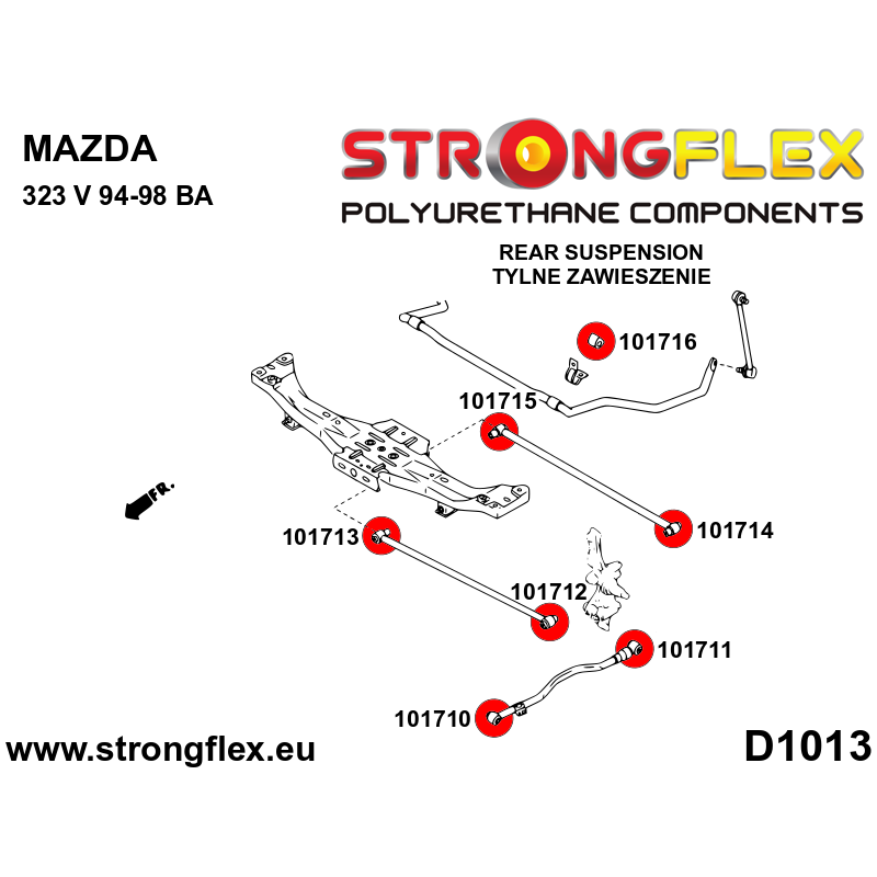 STRONGFLEX|101716A: Tuleja stabilizatora tylnego SPORT Mazda 323 V 94-98 BA 323F/Lantis Astina