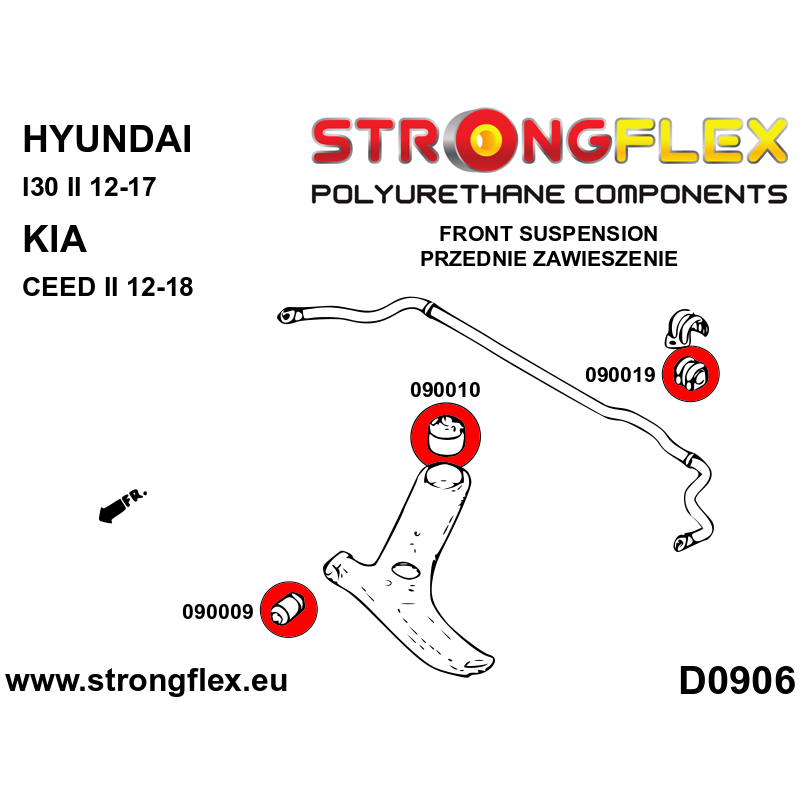 STRONGFLEX|090010A: Front control arm – rear bush SPORT Hyundai I30 II GD 12-17 Kia Ceed Ceed/ProCeed JD 12-18