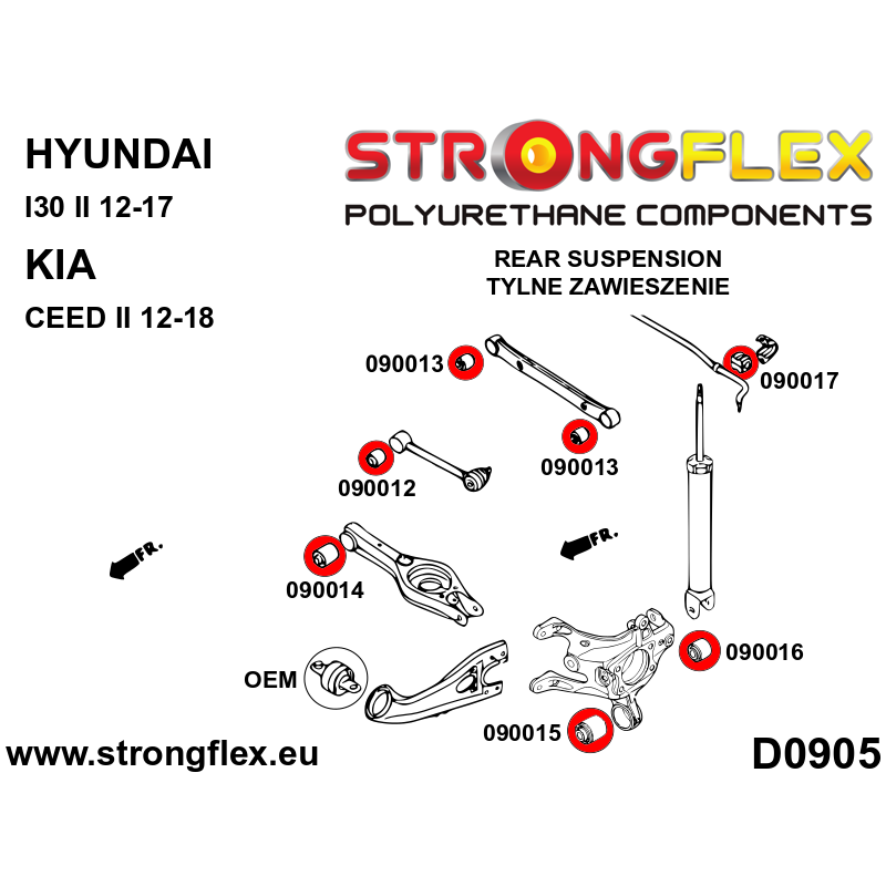 STRONGFLEX|090017A: Hintere Stabibuchse SPORT Hyundai Elantra VI AD 15-20 Kona I OS 17-23 Ioniq AE 16-22 Sonata III EF 98-04 IV