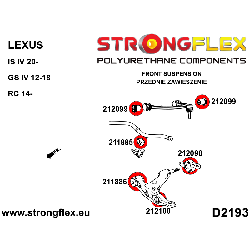STRONGFLEX|211885B: Tuleja stabilizatora przedniego Lexus GS/F III 05-11 S190 IS 13-20 XE30 IV 12-20 L10 RC 14- XC10 20- XE40