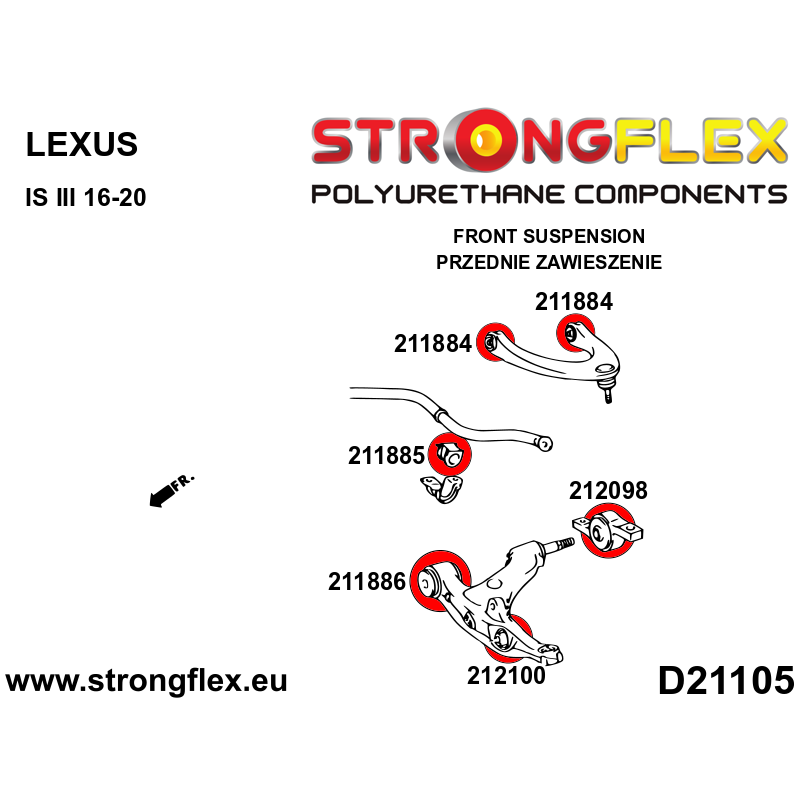 STRONGFLEX|211885B: Tuleja stabilizatora przedniego Lexus GS/F III 05-11 S190 IS 13-20 XE30 IV 12-20 L10 RC 14- XC10 20- XE40