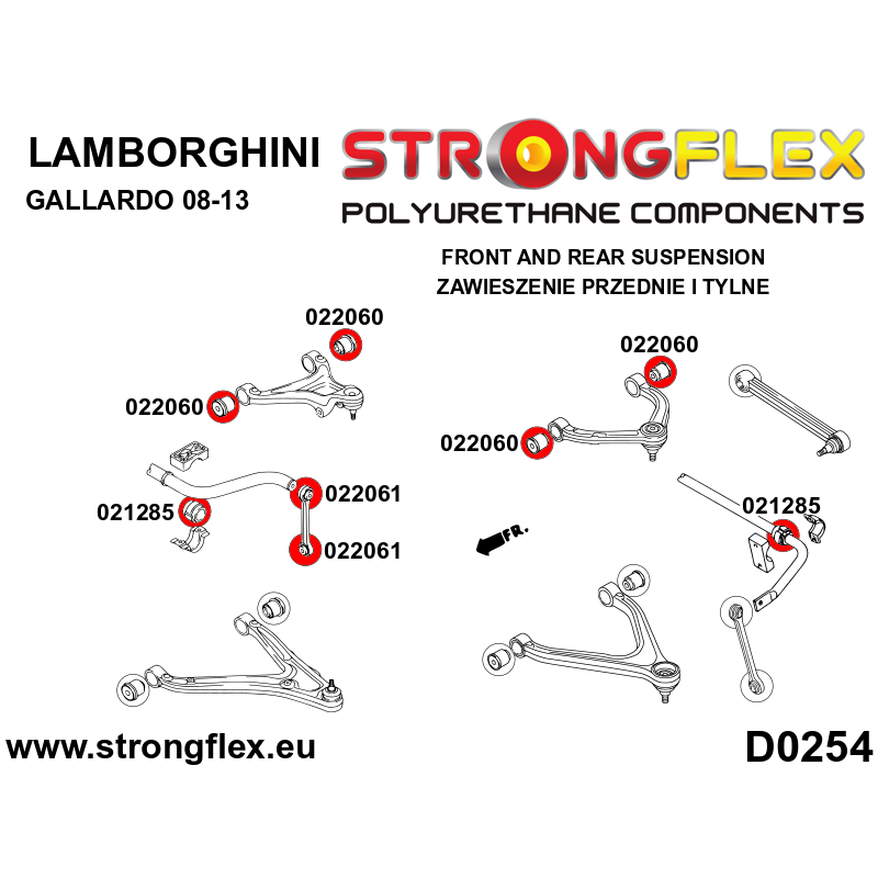STRONGFLEX|022060A: Arm bush SPORT Audi R8 I 06-15 Lamborghini Gallardo 03-13