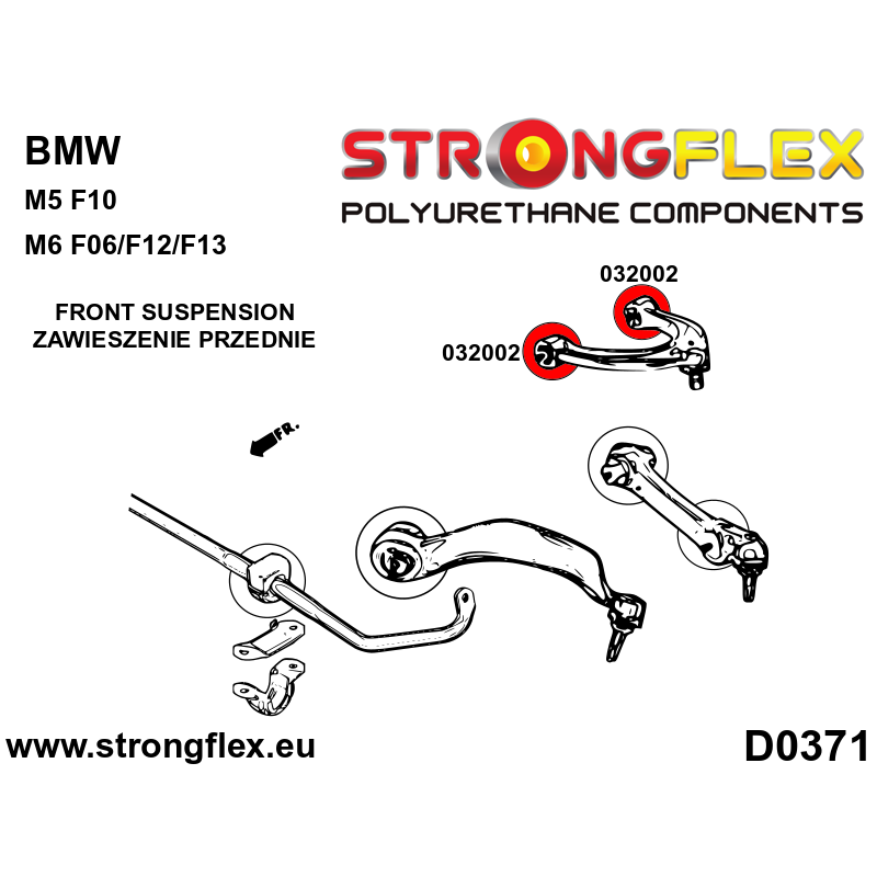 STRONGFLEX|032002A: Tuleja wahacza przedniego górnego SPORT BMW Seria 5 VI 09-17 F10/F11 F07 Sedan RWD Touring XDRIVE 6 III