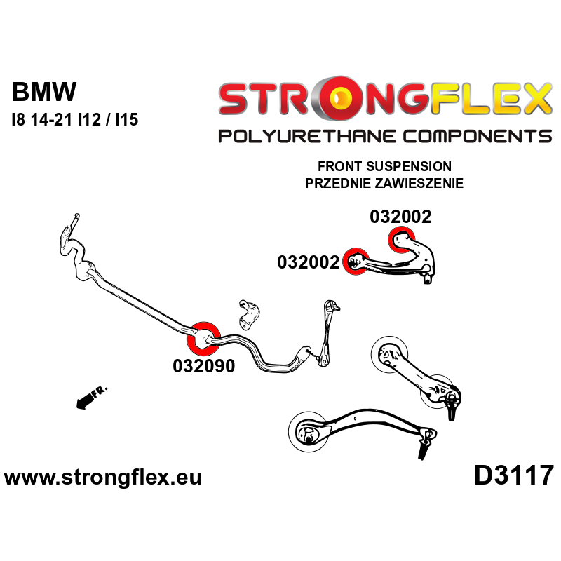 STRONGFLEX|032090B: Tuleja stabilizatora przedniego BMW X3 II 10-17 F25 X4 I 14-18 F26 Toyota Supra V 19- DB Seria 3 VII 18-