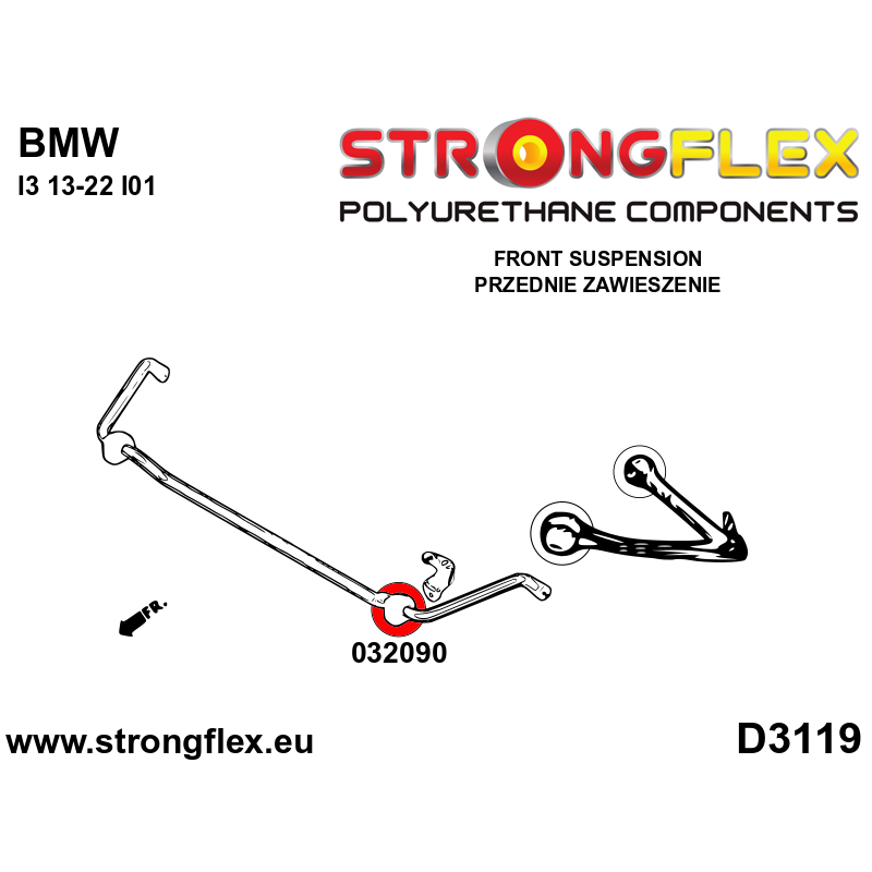 STRONGFLEX|032090B: Tuleja stabilizatora przedniego BMW X3 II 10-17 F25 X4 I 14-18 F26 Toyota Supra V 19- DB Seria 3 VII 18-