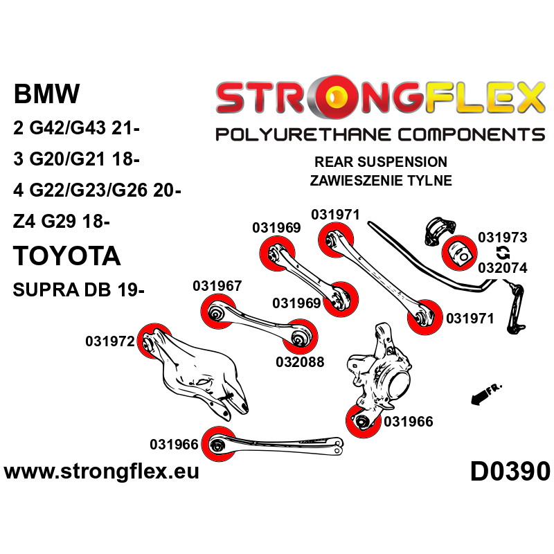 STRONGFLEX|036144B: Full suspension polyurethane bush kit BMW Series 3 VII 18- G20/G21 G80 RWD XDRIVE 4 II 20- G22 G23 G26 G82