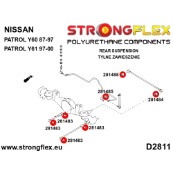 STRONGFLEX|281483A: Trailing arm upper / lower bushing SPORT Nissan Patrol/Safari IV 87-97 Y60 V 97-10 2