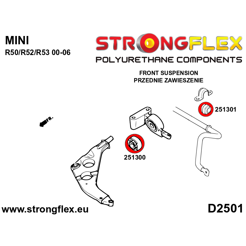 STRONGFLEX|256202A: Front suspension bush kit SPORT Mini R50/R52/R53 00-06